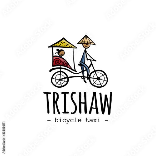 Rickshaw, asian taxi. Sketch for your design