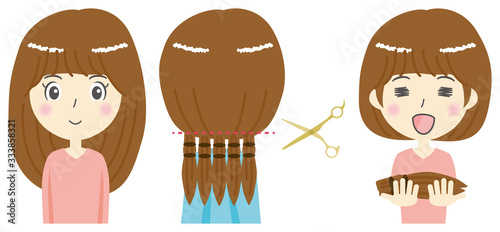  ヘアドネーション　女性　イラスト