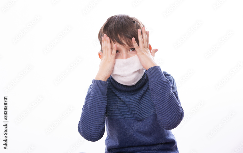 A child in a medical mask during the coronovirus in the world. A child in a medical mask during the coronovirus in the world.