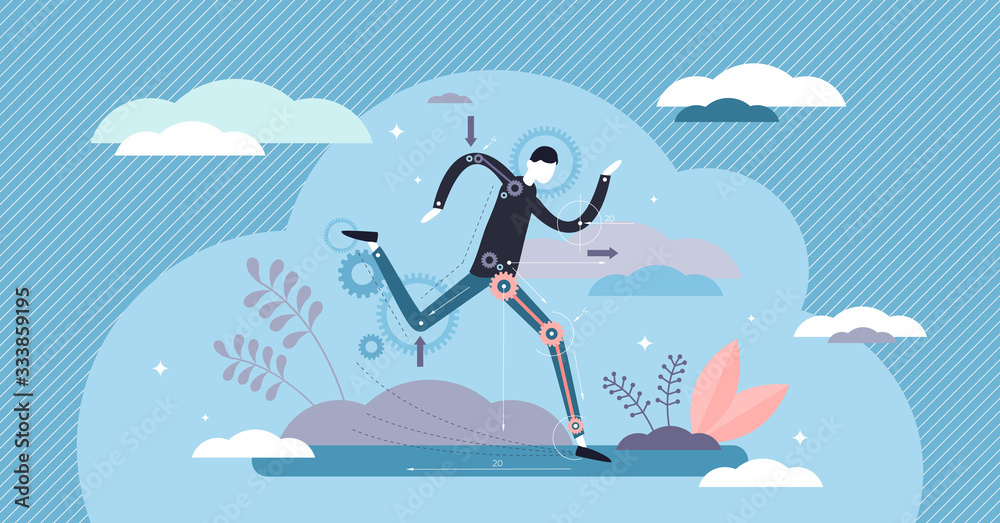 Biomechanics vector illustration. Movement research tiny persons concept.