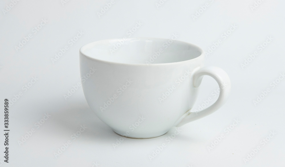 Ceramic White Soup cup and Saucer isolated on white background