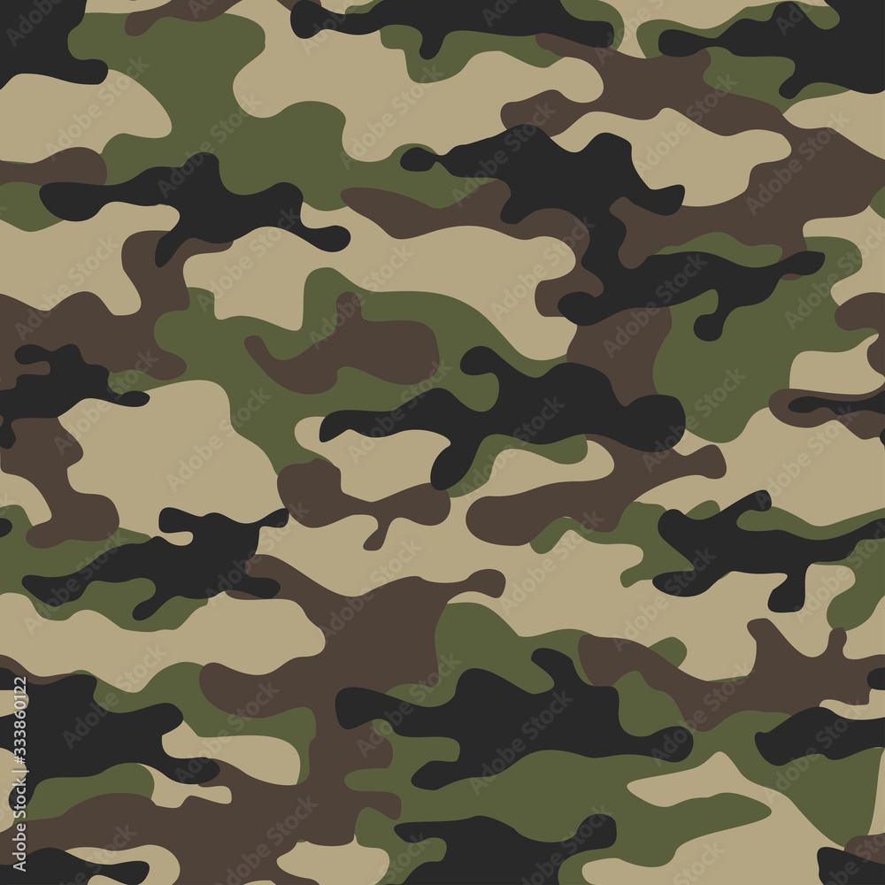 Vetor de The green camouflage seamless pattern. Camo Military