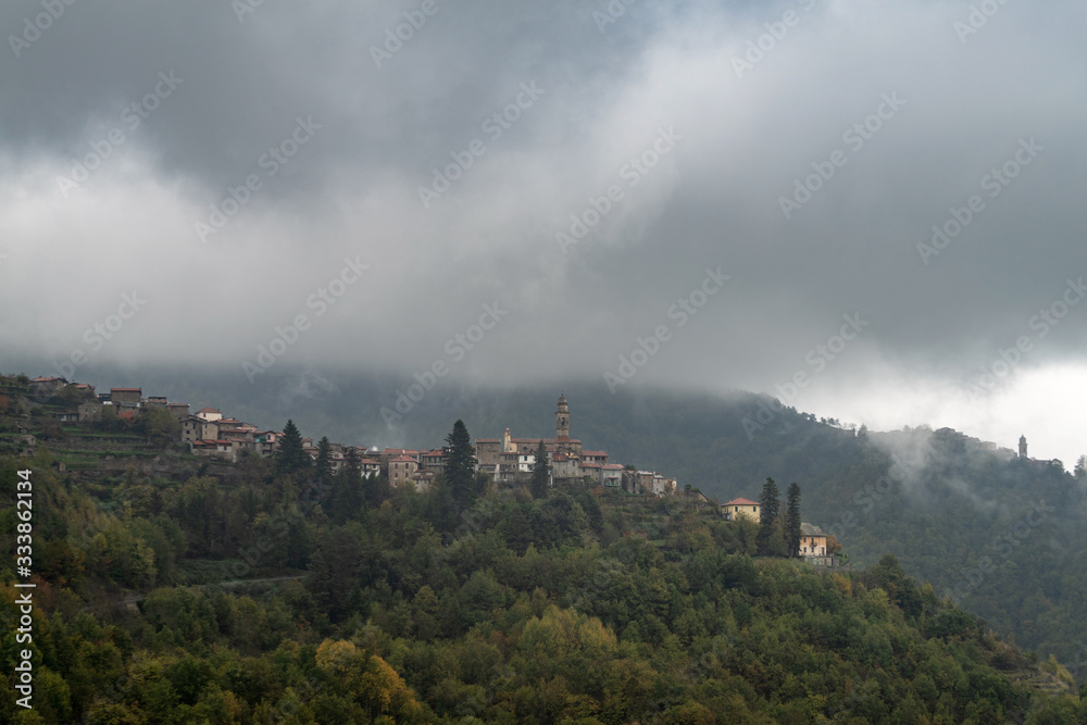 Italian village Corte in the Ligurian Alps, Province of Imperia, Liguria region, Italy