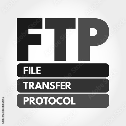 FTP - File Transfer Protocol acronym, technology concept background