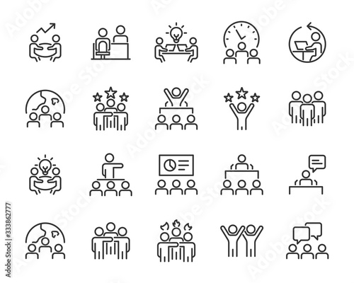 set of business icons, teamwork, working, meeting, management, people
