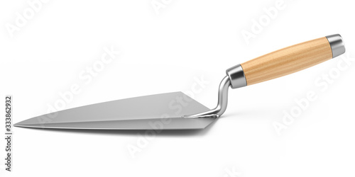 Construction trowel isolated on white background. 3d rendering. photo