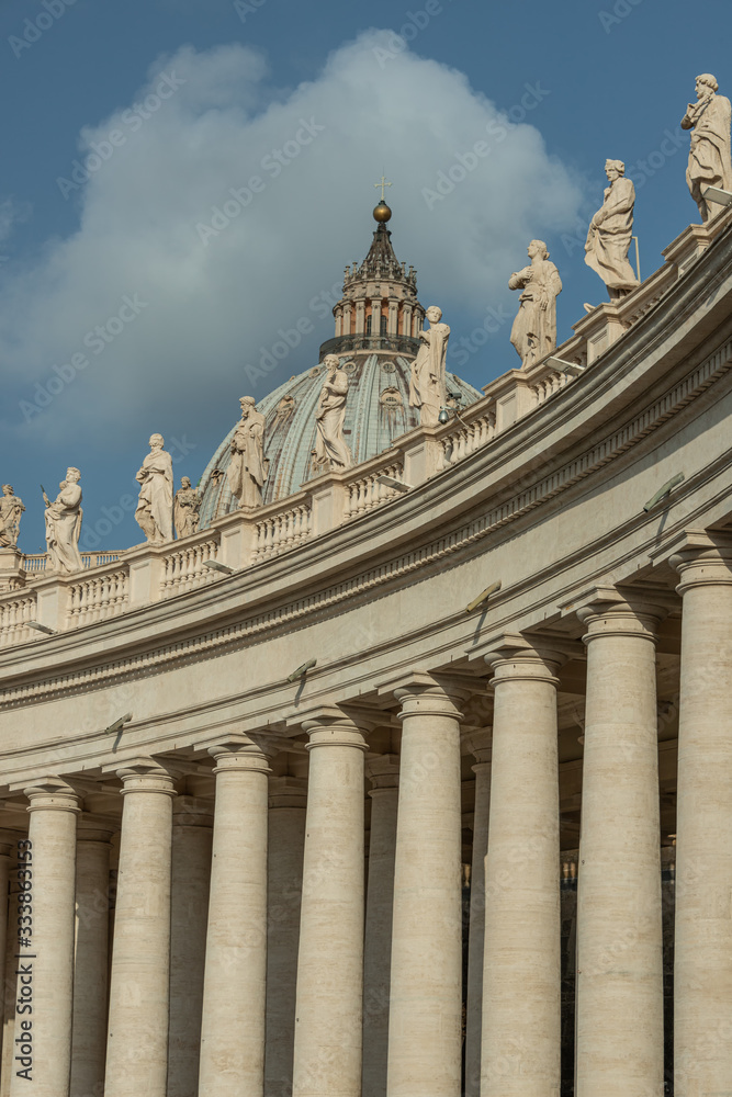 Famous colonnade of St. Peter's Basilica in Vatican