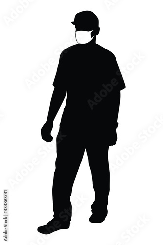 Man with mask silhouette vector