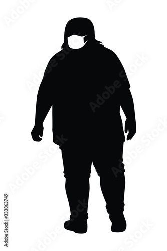 woman with mask silhouette vector