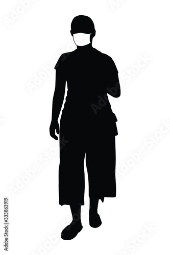 woman with mask silhouette vector