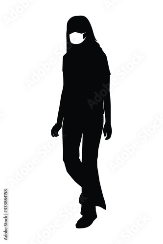 woman with mask silhouette vector