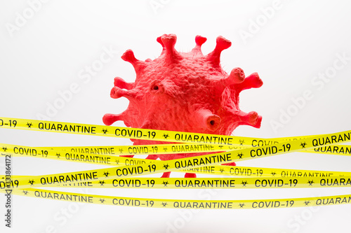 Coronavirus quarantine concept, red and white