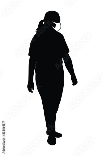 woman with mask silhouette vector
