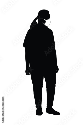 woman with mask silhouette vector