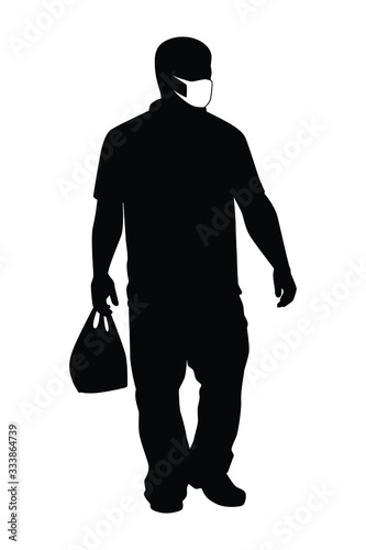 Man with mask silhouette vector