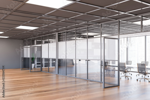 Grey and glass conference room interior