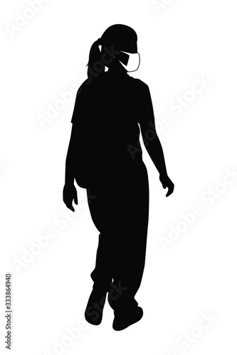 woman with mask silhouette vector