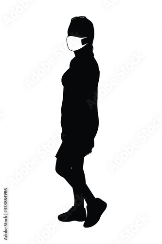 woman with mask silhouette vector
