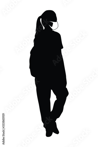 woman with mask silhouette vector