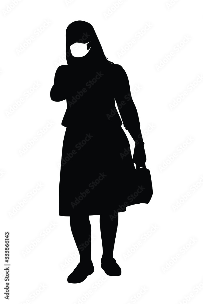 woman with mask silhouette vector woman with mask silhouette vector