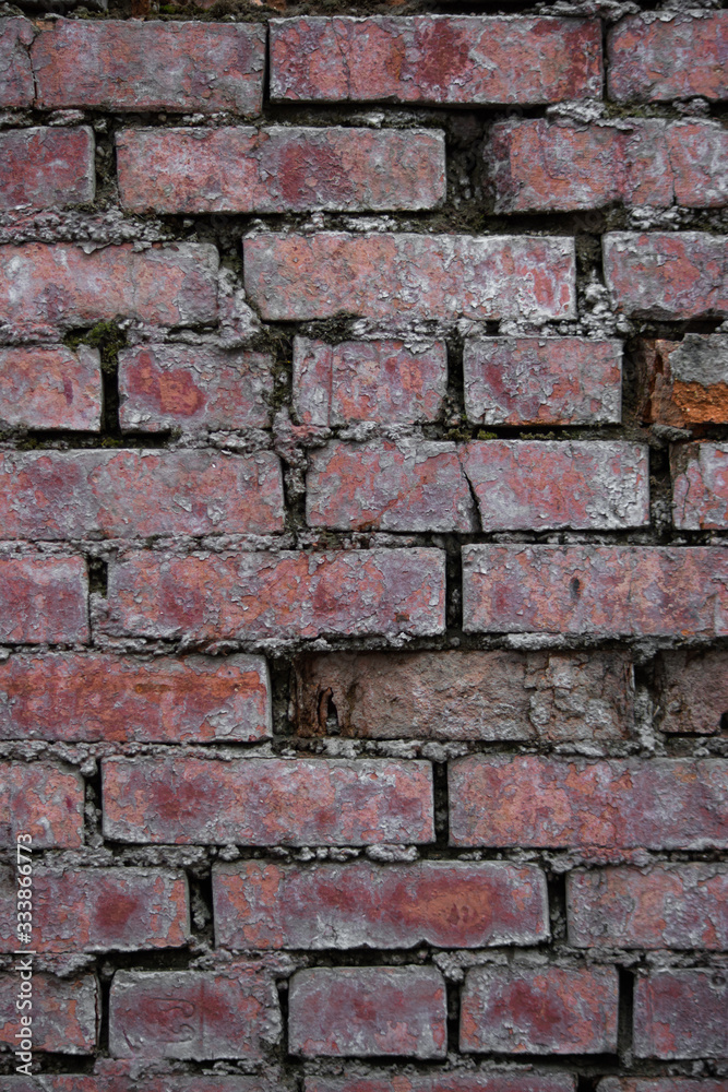 brick masonry concrete cement wall blocks construction garden texture background old cracked red pink scarlet history