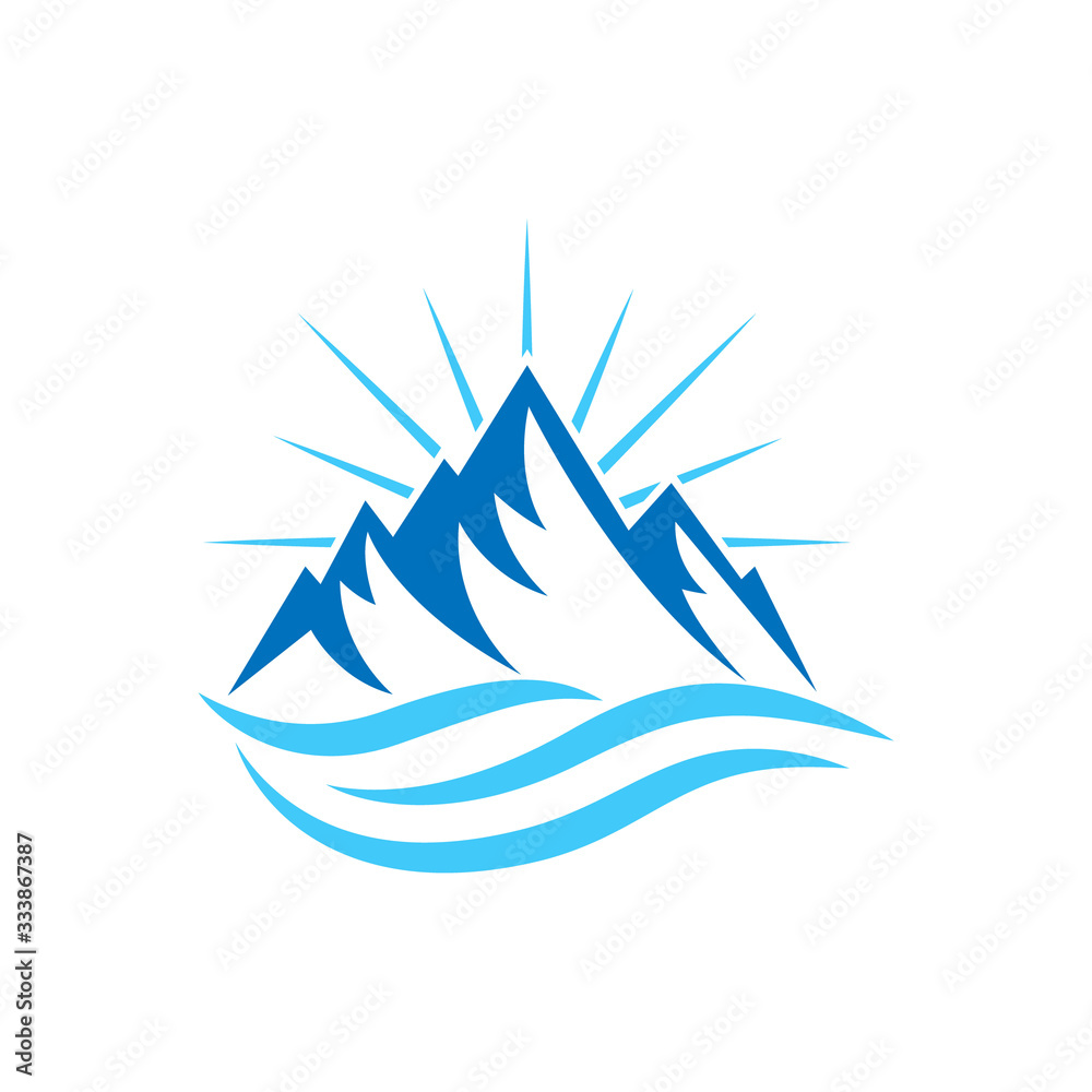 Mountain logo vector illustration. Mountain badge design vector template design. Trendy Mountains logo design vector illustration template for Outdoor Adventure.