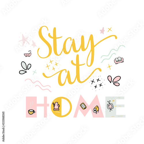 Stay Home Coronavirus Covid-19, quarantine motivational phrase.