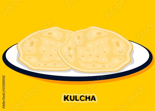 Kulcha Roti indian Chapati or Bread Vector