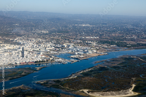 Olhao Harbour, Algarve coast, Portugal - aerial view photo