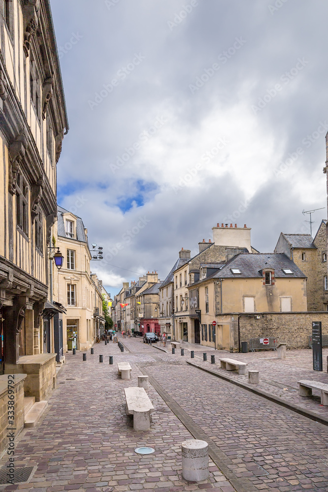 Bayeux, France. Bienvenu street in the old town