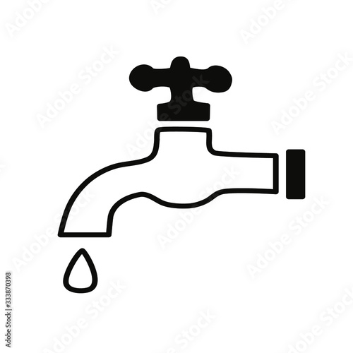 Faucet with water. Simple vector illustration.