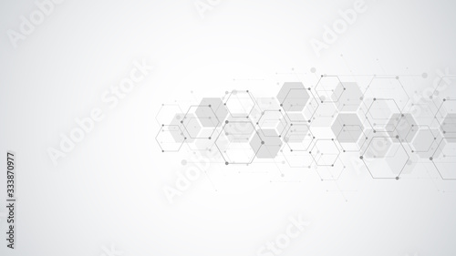 Hexagons pattern. Geometric abstract background with simple hexagonal elements. Medical, technology or science design. © Kingline