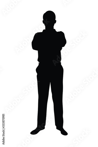 Standing man silhouette vector on white © Flatman vector 24