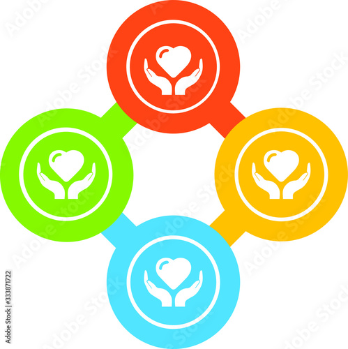 Giving Heart Vector Illustration icon for all purpose. Isolated on 4 different backgrounds.