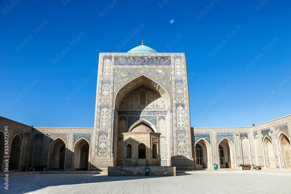 Kalyan mosque in Bukhara in the morning, inner courtyard. Uzbekistan