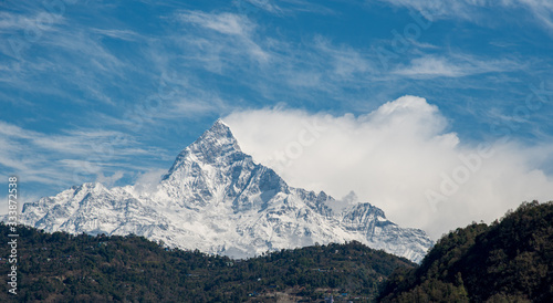 Annapurna massif in the Humalayas covered in snow and ice in north-central Nepal Asia © Michalis Palis