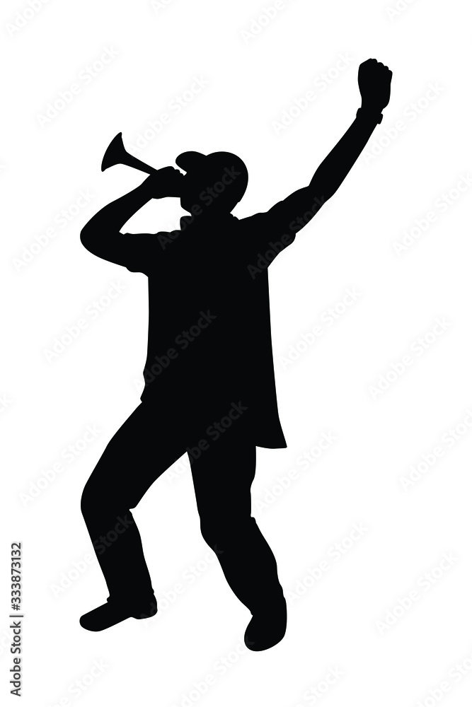 Cheering man silhouette vector on white Cheering man silhouette vector on white