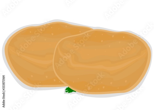 Puri,Poori indian Chapati or Bread Vector