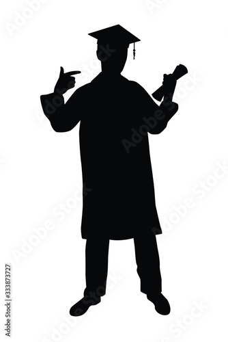 Graduated student silhouette vector on white
