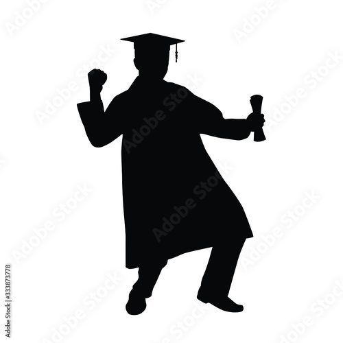Graduated student silhouette vector on white