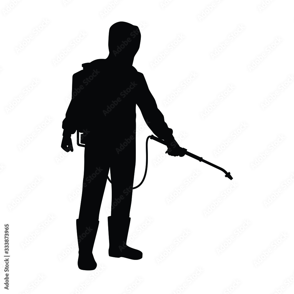 Man with sprayer silhouette vector on white Man with sprayer silhouette vector on white
