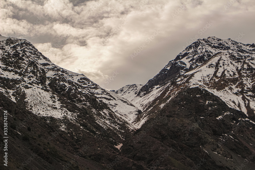 Mountain landscape in Lo Valdés Valley, Cajón del Maipo, Central Andes of Chile. Mountain landscape in Lo Valdés Valley, Cajón del Maipo, Central Andes of Chile.