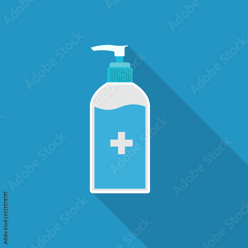 Disinfection. Hand sanitizer bottle icon, washing gel. Vector illustrationDisinfection. Hand sanitizer bottle icon, washing gel. Vector illustration