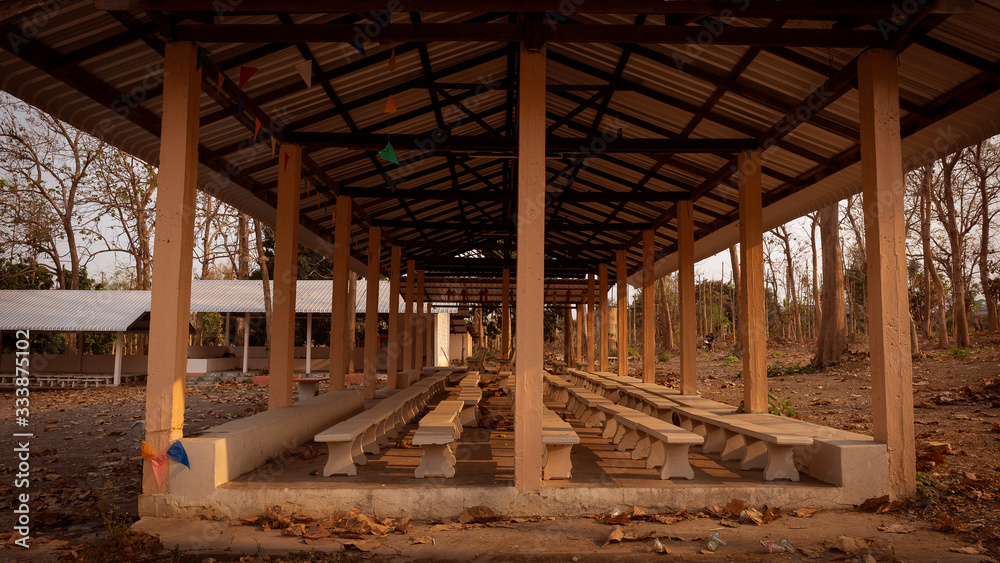 Fototapeta premium The seat of the funeral pavilion for the funeral of the dead in the village