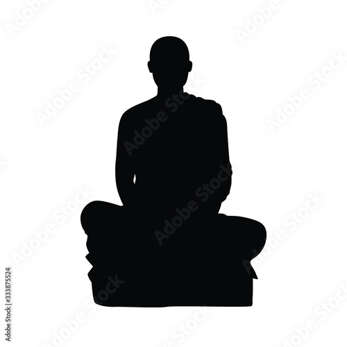 Buddhist monk silhouette vector on white