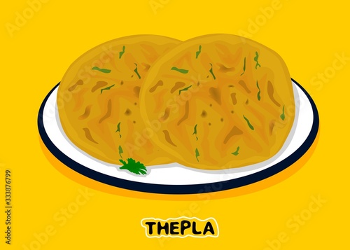 Thepla Roti indian Chapati or Bread Vector