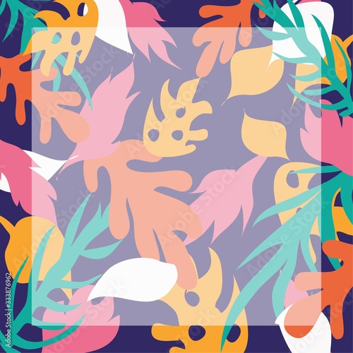 Abstract Colorful Leaves Background and Frame