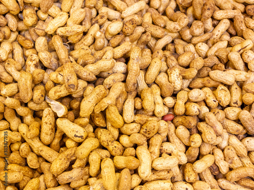 Unpeeled peanuts with top view Unpeeled peanuts with top view