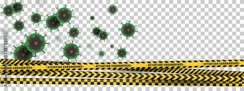 coronavirus quarantine yellow tape concept background vector illustration