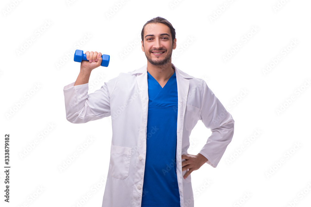 Young male doctor isolated on white Young male doctor isolated on white